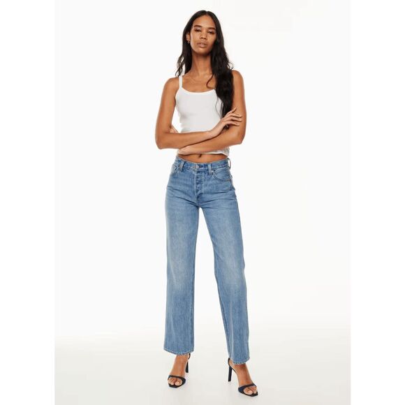 Aritzia Denim Forum Kiss N Tell Blue The '90s Boy Mid-Rise Loose Jeans Size 32 - Picture 1 of 8
